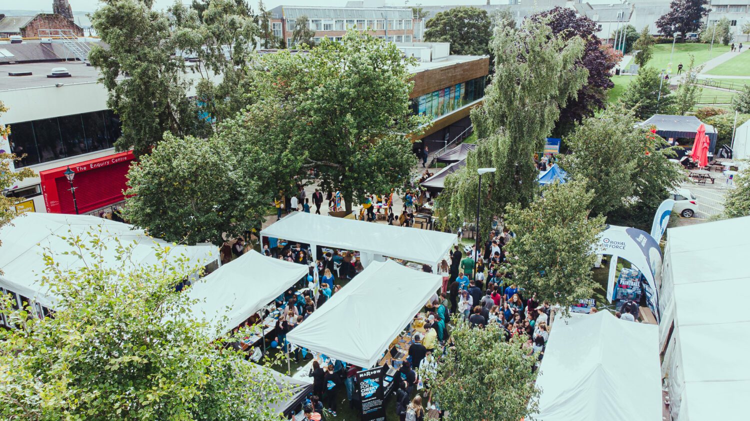 Aerial shot of the freshers fair